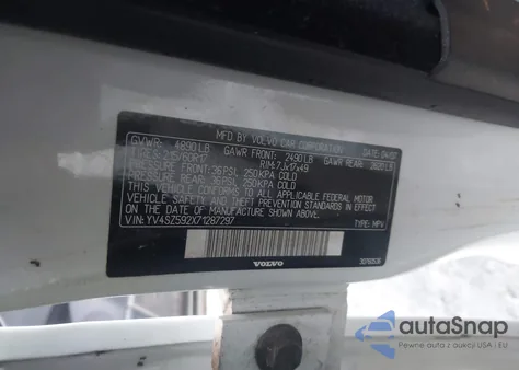 2007 Volvo Xc70 2.5T z USA, uszkodzony, nr VIN YV4SZ592X71287297